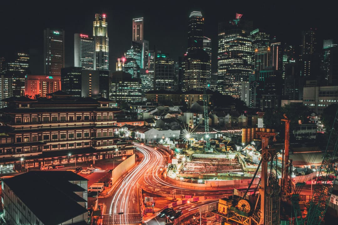 Singapore skyline with financial district