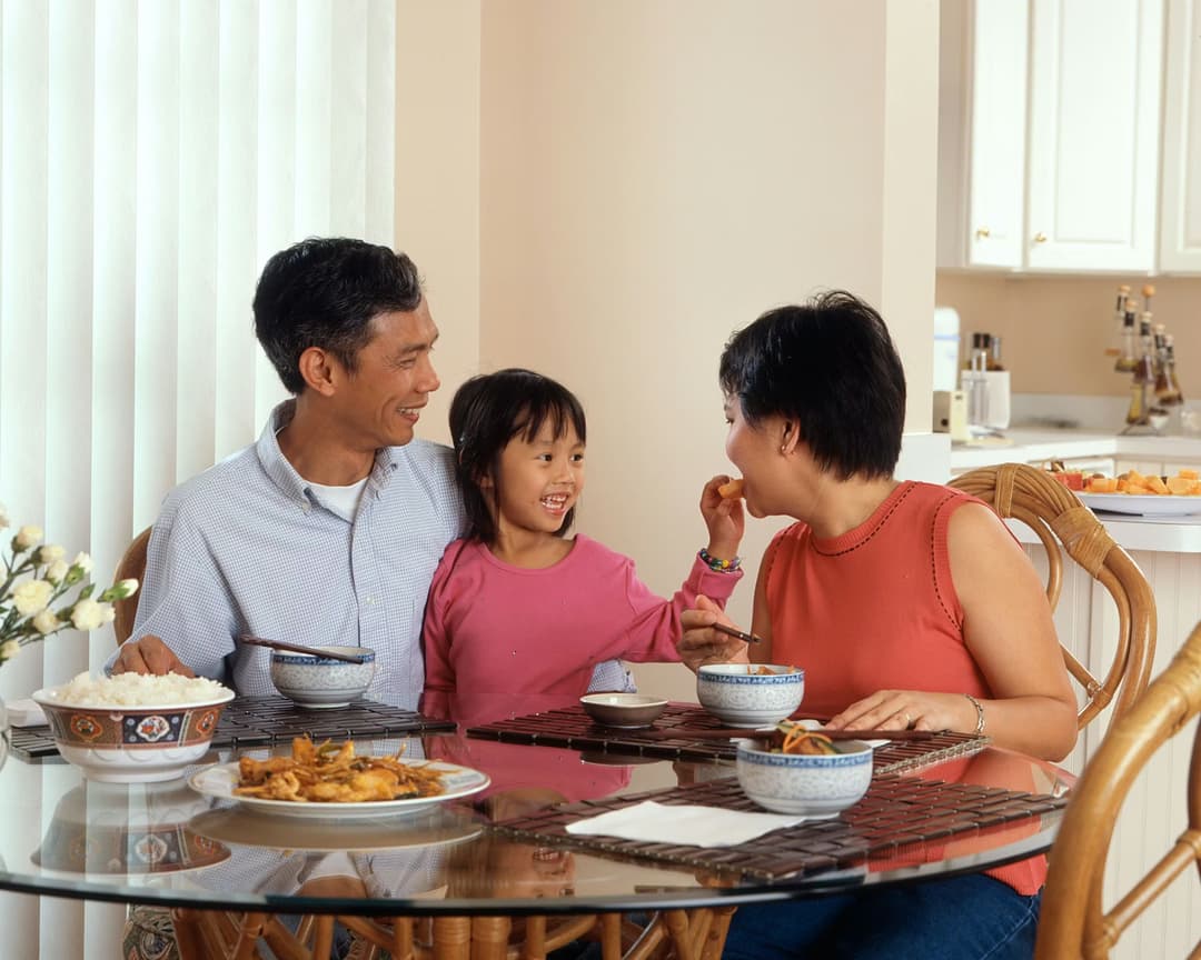 A family enjoying a meal together