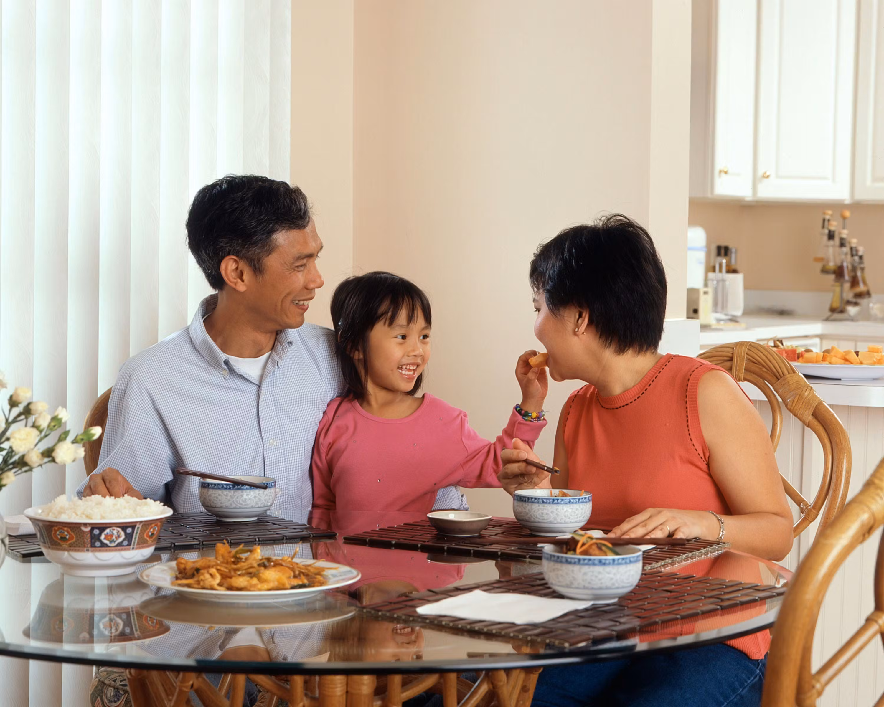 A family enjoying a meal together